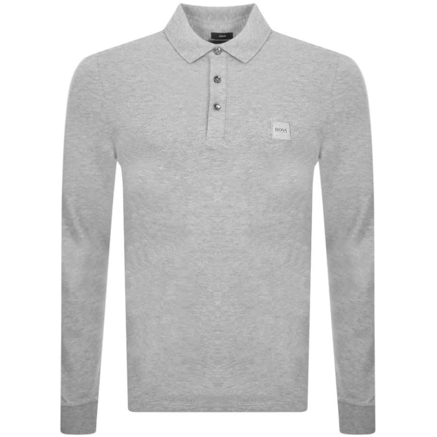 Alternative Image for ProductBOSS Long Sleeved Polo T Shirt Grey1